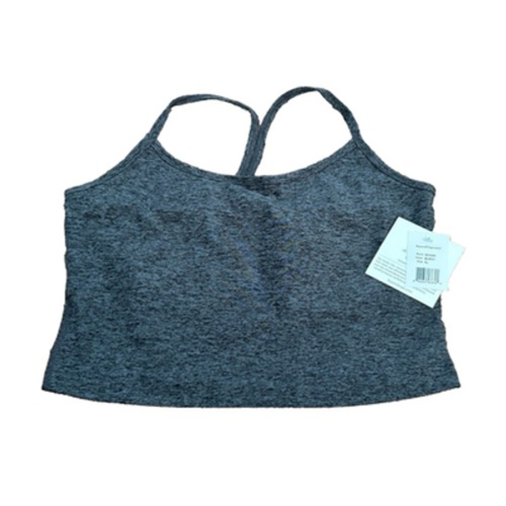NWT Beyond Yoga Black Charcoal Spacedye Slim‎ Racerback Cropped Tank Top Size XL